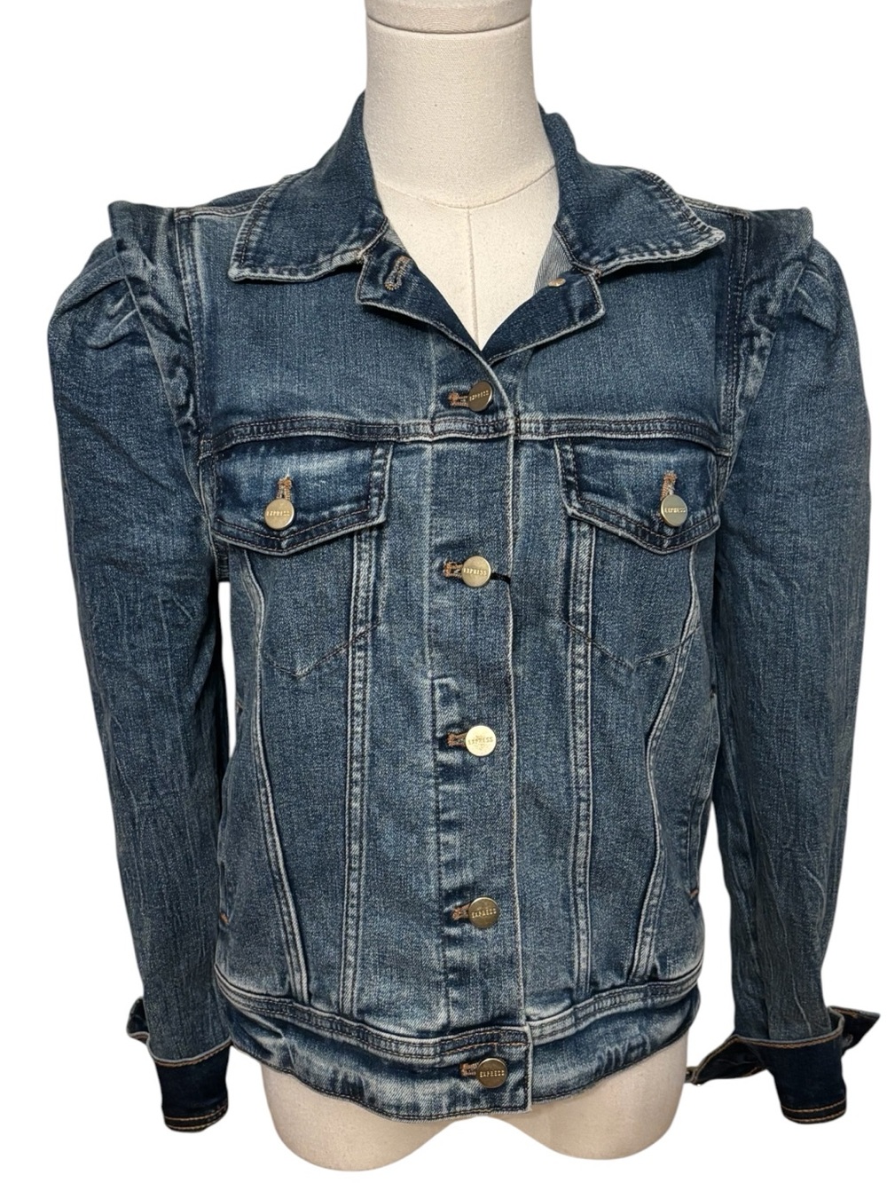 NWT Express Indigo Dyed Denim Jean Jacket Size XS